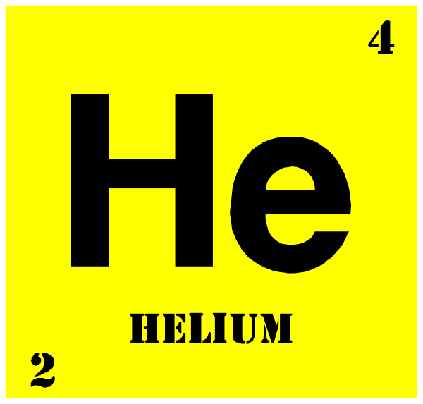 The periodic table with helium highlighted as element number 2 on it.