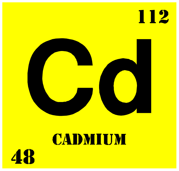 The periodic table element symbol for cadmium (Cd) with atomic number 50 is shown along with its electron configuration in a yellow box on top of it. There's also an image of cobalt, which has been replaced by another atom to create this clip-art style representation. It appears that the original periodic table element symbol for cadmium (Cd) was intentionally removed and placed above itself as part of the joke or meme being created with these images.