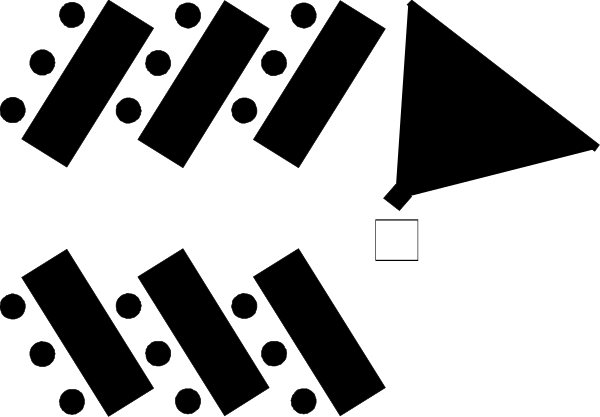 The image shows a gray background with two black rectangles of different sizes placed side by side on top of each other at an angle to create a sense of depth.