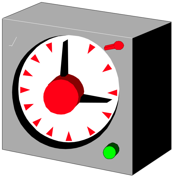 The image shows a stopwatch with red hands on it against two different backgrounds: black for the left side of the clip-art and white for the right side.