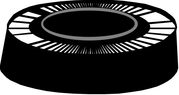 The image shows a black and white logo with an abstract design that includes concentric circles resembling gears within each other against a dark background.