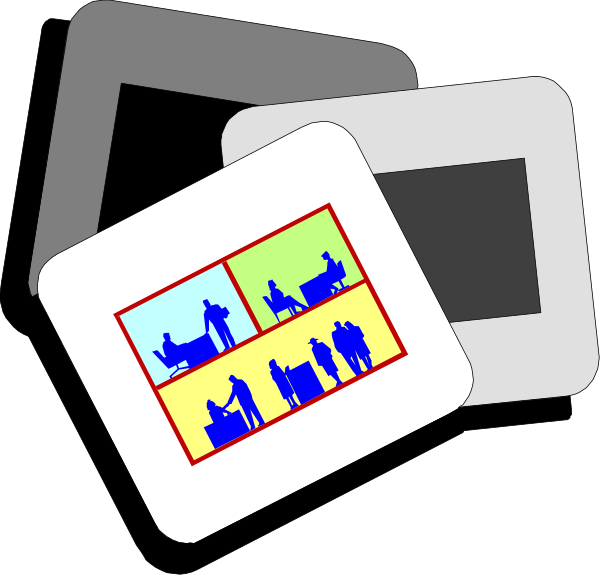 The image shows a collection of four photographs placed next to each other on what appears to be an electronic device screen displaying another photo with multiple figures in various poses against different backgrounds; there is no text present, and it's not clear if any actions or settings can be confidently identified from this description.