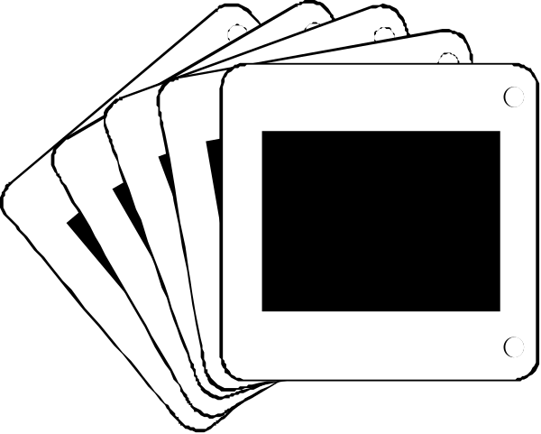 The black and white illustration shows a collection of nine identical rectangular tags with rounded corners on top of each other against a dark background; there is no text present in this image.