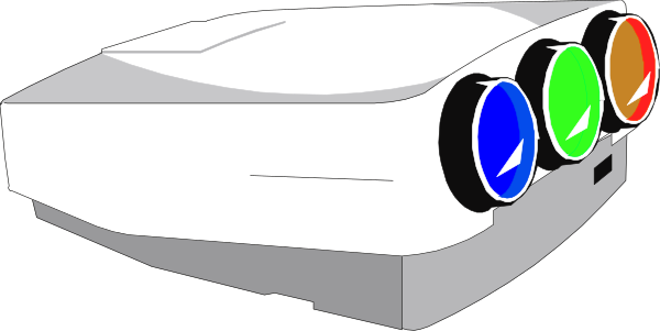 The image shows a white toy car with three colorful lights on top of it against a grey background.