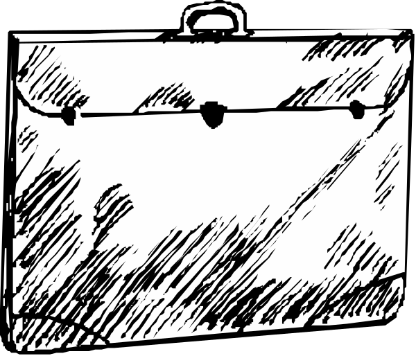 The black and white illustration shows a suitcase with handles on top of it placed against an open window that has curtains drawn back to reveal darkness outside.