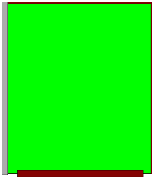 The image shows a green rectangle with red borders on an otherwise gray background within what appears to be a window frame.
