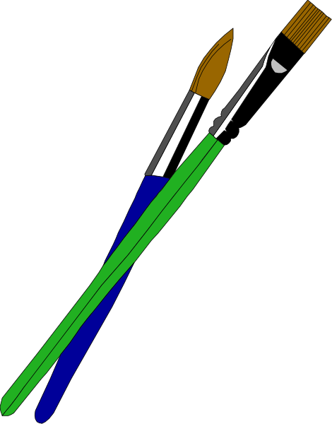 The image shows a collection of paintbrushes with different bristle lengths arranged vertically against a dark background.