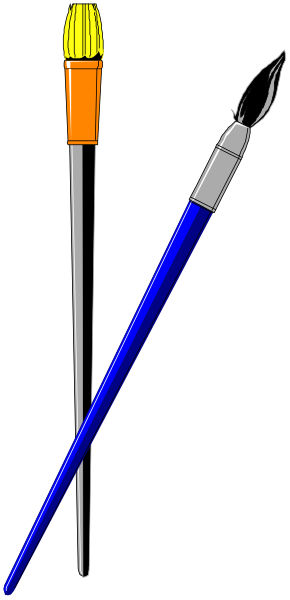 The picture shows a blue pen with an orange cap next to two toothbrushes on black background.