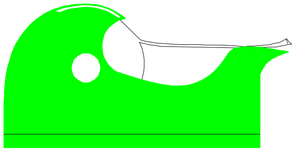 The image shows a green car with white wheels on top of it.
