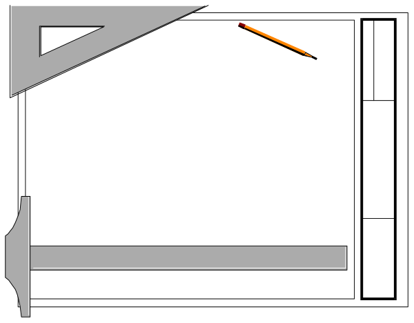 The image shows a black and white illustration of an open laptop computer with its screen facing upwards on what appears to be a desk surface in front of it.