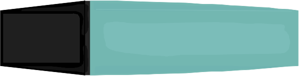 The image shows a black object with blue light on its side against a grey background.