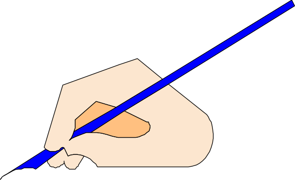 The image shows a cartoon of an arm with a blue arrow pointing to it from above, indicating directionality; there is no text present in this clip-art illustration.