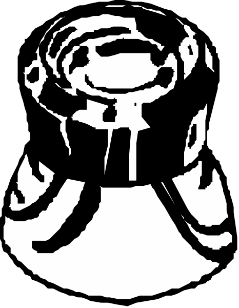The black and white clip-art shows a cartoon of an alien with large eyes looking upwards towards something unseen in its hand.