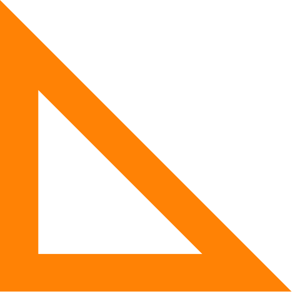 The image shows a stylized orange triangle with an open corner on top of it against a black background.