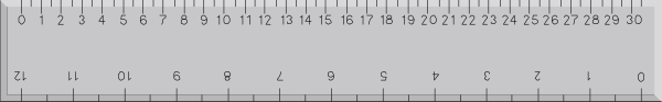 The image shows a ruler with measurements on it placed against an object that appears to be a piece of paper or fabric measuring 10 inches long by approximately 6-7 inches wide in what looks like a room setting, but there is no specific detail about any objects, people, animals, actions, or the surrounding environment. The focus here is solely on the ruler and its measurements.