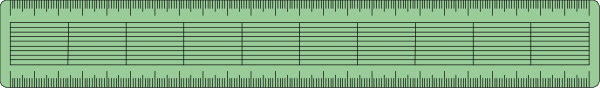 The image shows a long green bar with numbers on it against a gray background.