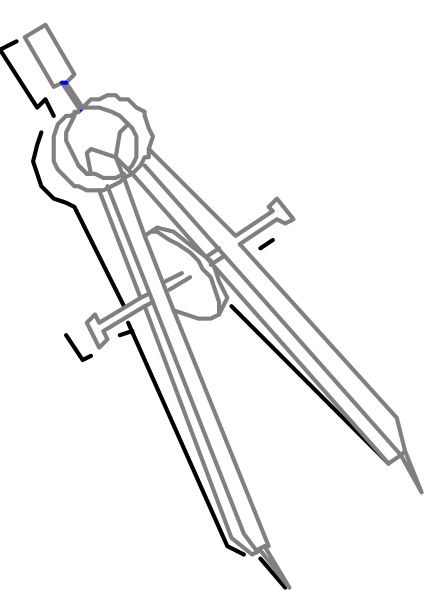 The image shows a pair of scissors with their blades crossed over each other against a black background on top left corner; there is no text present in this clip-art illustration.