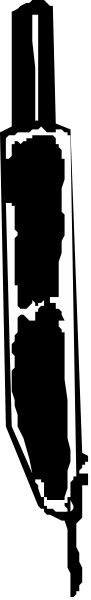 The image shows a black and white photo of an object with text on it that reads "10" vertically down its center.