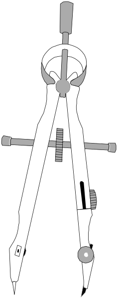 The image shows a compass with two arms crossed over each other against a black background.