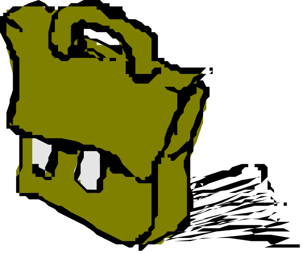 The image shows two cartoonish representations of a suitcase with teeth on it against different backgrounds: black for the left side and white for the right side.