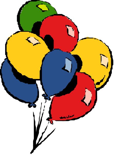 The image shows a colorful cluster of balloons with different colored foils on them against a dark background.