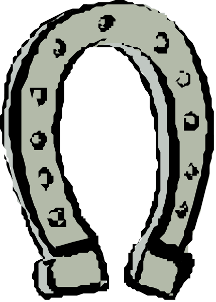 The black and white illustration shows a horse shoe with spikes on its sides against an unseen background.