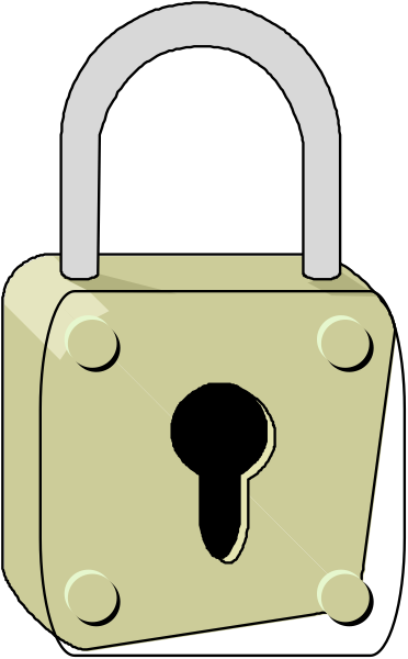The image shows a gold padlock with two keys inserted into it against a black background.
