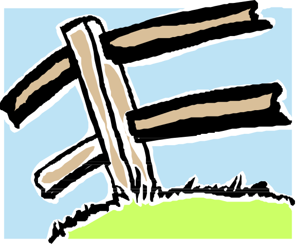 The image shows a cartoon depiction of two crosses on top of each other with an open book lying between them in front view; there is no text present within this small clip-art image.
