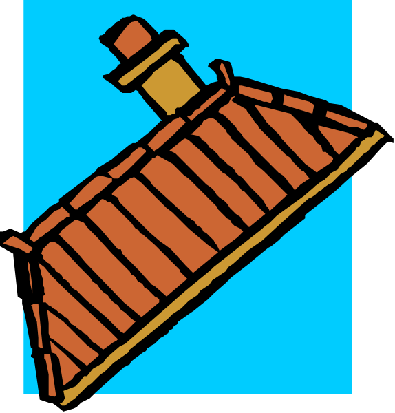 The top half of a house with an open roof under blue sky; bottom left corner shows only part of another similar structure in profile view against dark background.