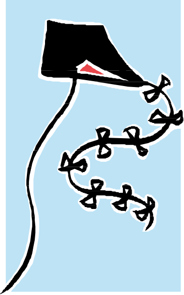 The image shows a black and white illustration of an open umbrella with raindrops falling from it onto what appears to be a plant below.