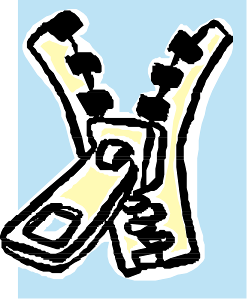 The image shows a black silhouette of an object that resembles a shoe with two legs crossed over each other against a blue background on what appears to be a computer screen displaying pixelated graphics.