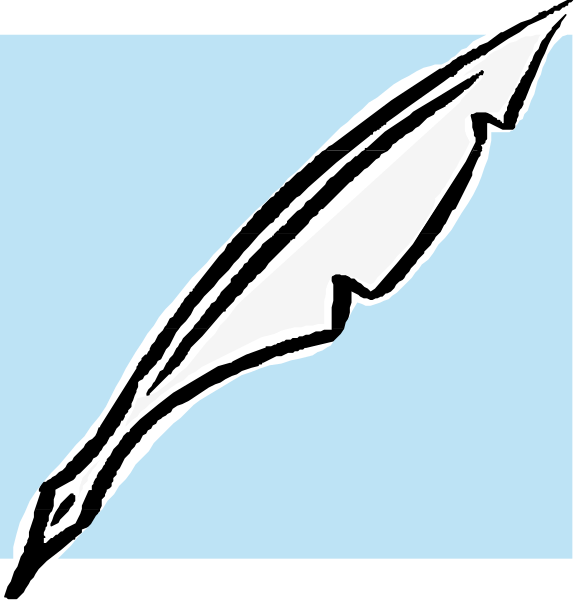 The image shows a black arrow pointing to an illustration of two pens on top of each other with different designs; it is set against a blue background.