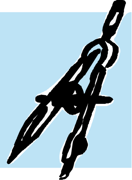 The black and white drawing shows a pair of scissors with two blades crossed over each other against an unseen background.