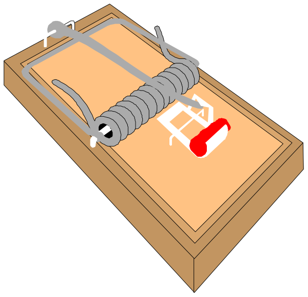The image shows a simple illustration of an open box with two springs inside it on top of what appears to be a wooden surface; there is no text present in this clip-art depiction.