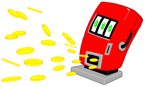 The illustration shows a red parking meter with money falling out of it into coins below; there is no text present on this image.