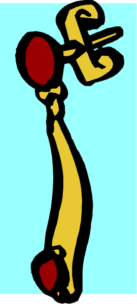 The image shows a cartoon of an arm with two hands holding up what appears to be a trophy or award against a blue background; there is no text present in this clip-art illustration.