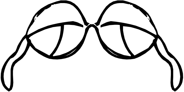 The black and white silhouette of a person's face with glasses on top of their head.