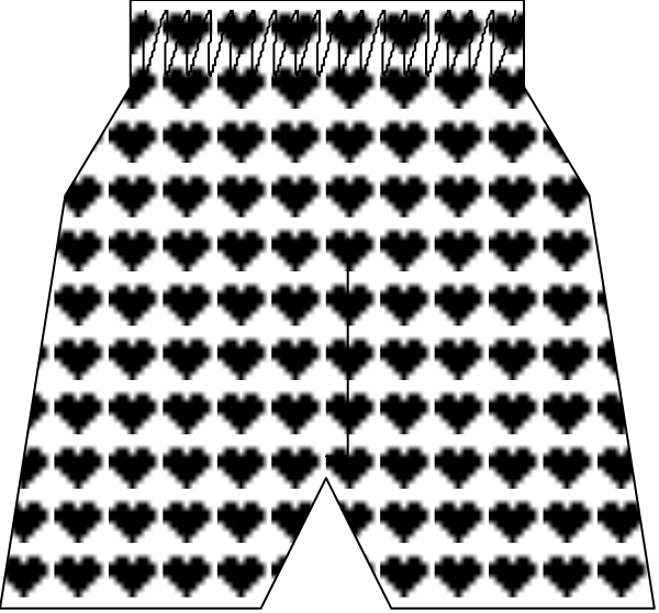 The image shows a black and white pattern of polka dots with two pairs of legs depicted within it against an unseen background.