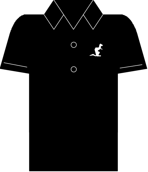 The image shows a black jacket with white buttons on it displayed against a gray background.