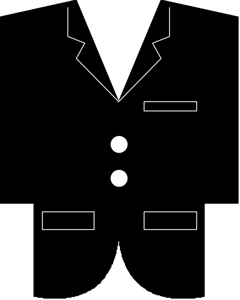 The image shows a pixelated representation of an outfit with buttons on it against a dark background.