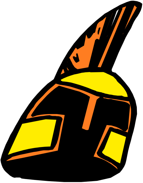 The image shows a black silhouette of an object with orange highlights against a dark background.
