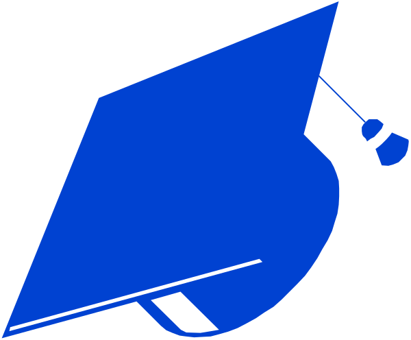 The image shows a blue graduation cap with an open book on top of it next to what appears to be a diploma scroll in white text that reads "Degree."