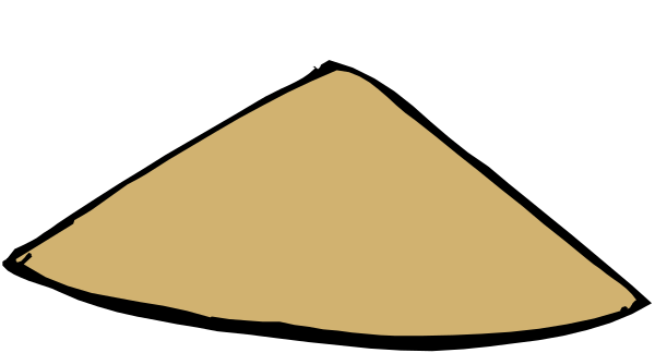 The image shows a simple black silhouette of an elephant with tusks standing next to what appears to be a mountain-like shape on its right side against a dark background.