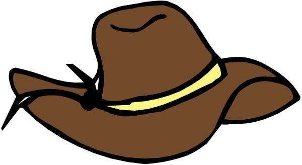 The image shows a cartoon cowboy hat with sunglasses on top of it against a black background.
