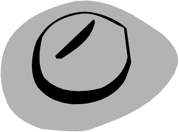 The black and white logo of a coffee shop with two cups on top of each other forming an "m" shape next to a clock face symbolizing time.