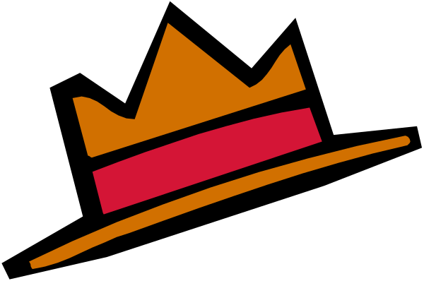 The image shows a stylized crown with an orange border on top of what appears to be a cake slice.