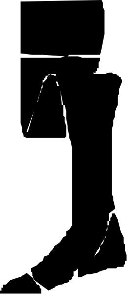 The image shows a black silhouette of an object against a gray background with visible pixelation along its edges due to low resolution.