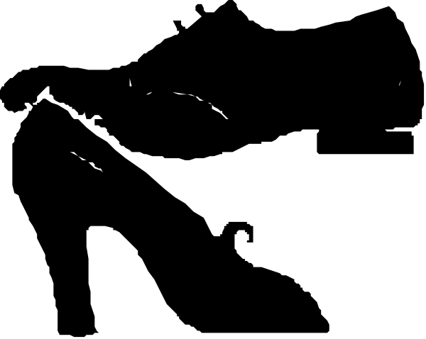The image shows a black silhouette of an object with two visible parts against a white background.