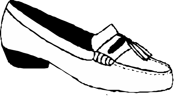 The black and white illustration shows a single shoe with laces tied around it on top of what appears to be an object that resembles a loaf of bread in profile view against a plain background.