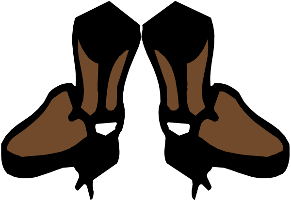 The image shows a black silhouette of two shoes with white soles against a gray background.